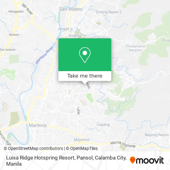Luisa Ridge Hotspring Resort, Pansol, Calamba City map