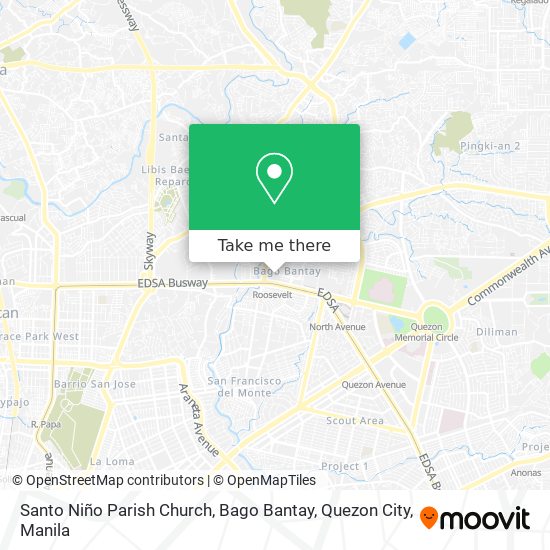 Santo Niño Parish Church, Bago Bantay, Quezon City map
