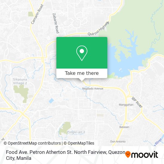 Food Ave. Petron Atherton St. North Fairview, Quezon City map