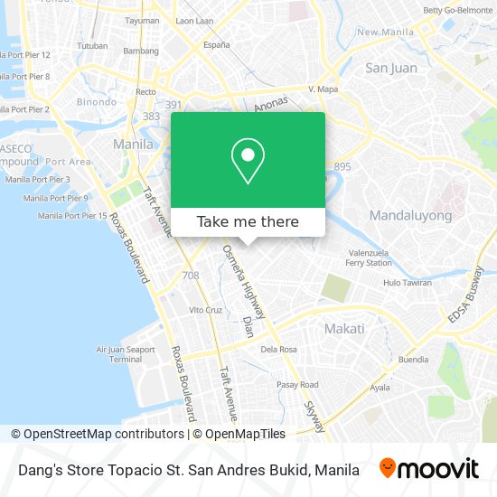 Dang's Store Topacio St. San Andres Bukid map