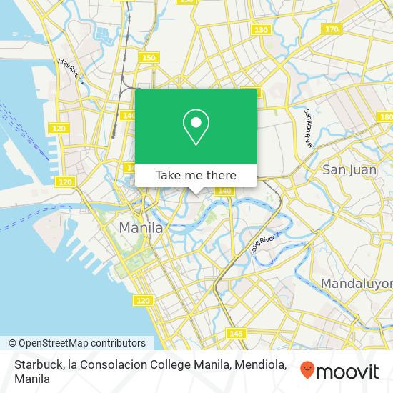 Starbuck, la Consolacion College Manila, Mendiola map