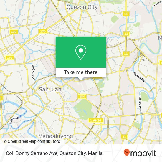 Col. Bonny Serrano Ave, Quezon City map