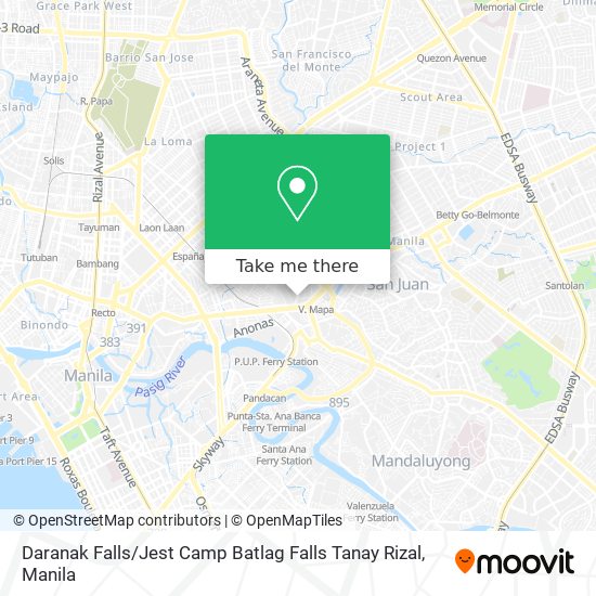 Daranak Falls / Jest Camp Batlag Falls Tanay Rizal map