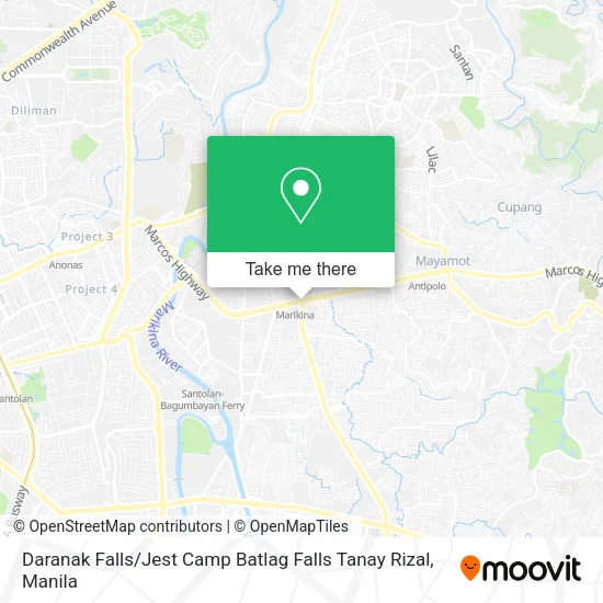 Daranak Falls / Jest Camp Batlag Falls Tanay Rizal map