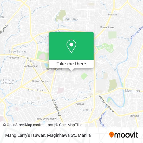 Mang Larry's Isawan, Maginhawa St. map