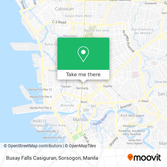 Busay Falls Casiguran, Sorsogon map