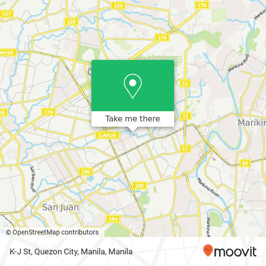 K-J St, Quezon City, Manila map