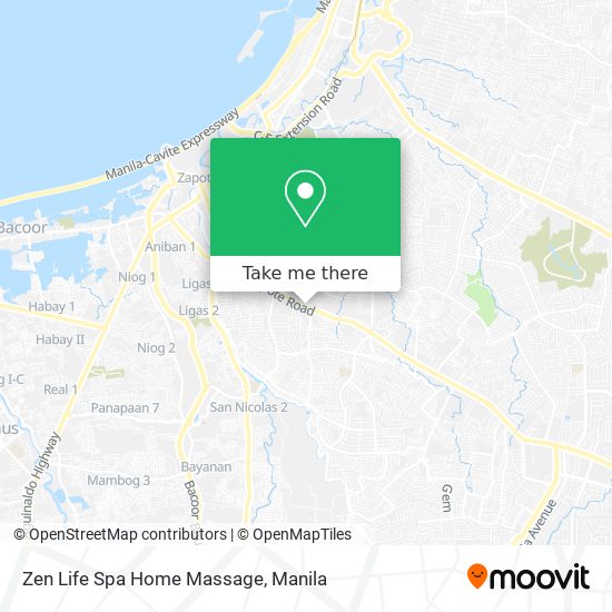 Zen Life Spa Home Massage map