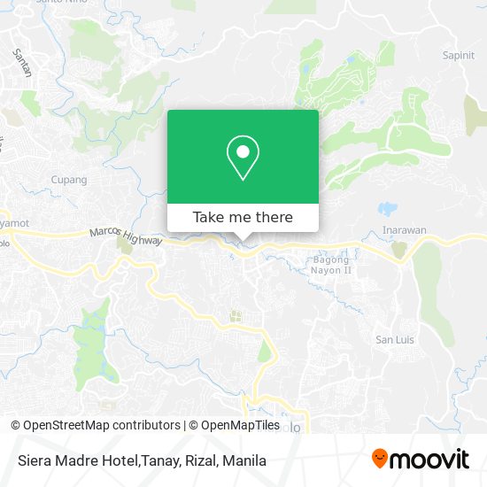 Siera Madre Hotel,Tanay, Rizal map