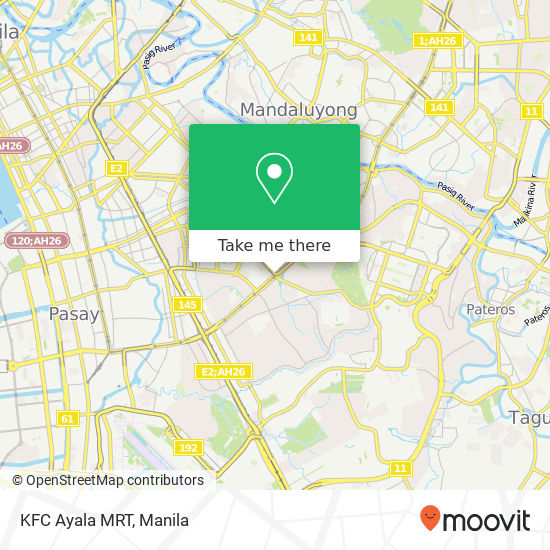 KFC Ayala MRT map