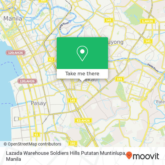 Lazada Warehouse Soldiers Hills Putatan Muntinlupa map