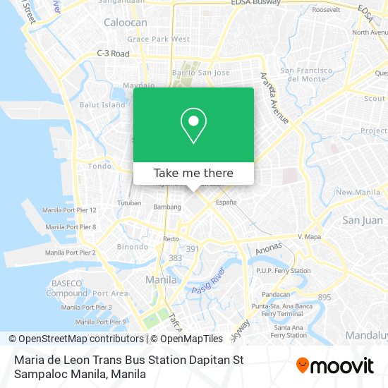 Maria de Leon Trans Bus Station Dapitan St Sampaloc Manila map
