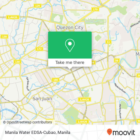 Manila Water EDSA-Cubao map