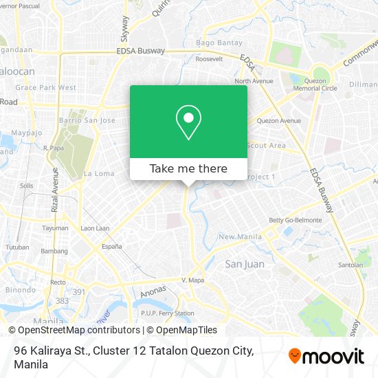 96 Kaliraya St., Cluster 12 Tatalon Quezon City map