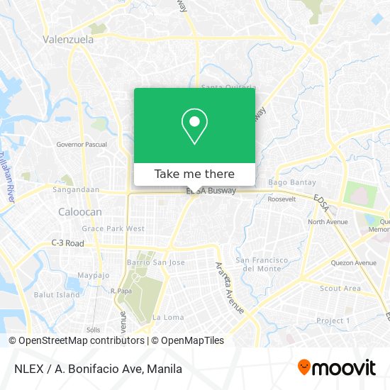 NLEX / A. Bonifacio Ave map