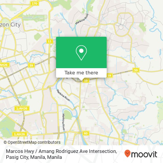 Marcos Hwy / Amang Rodriguez Ave Intersection, Pasig City, Manila map
