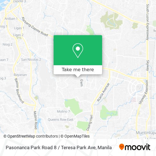 Pasonanca Park Road 8 / Teresa Park Ave map