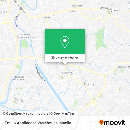 Emilio Appliances Warehouse map
