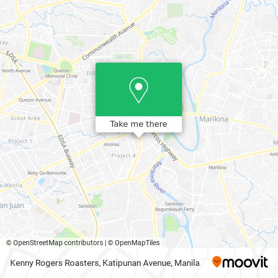 Kenny Rogers Roasters, Katipunan Avenue map