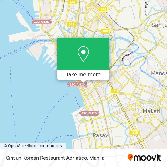 Sinsun Korean Restaurant Adriatico map