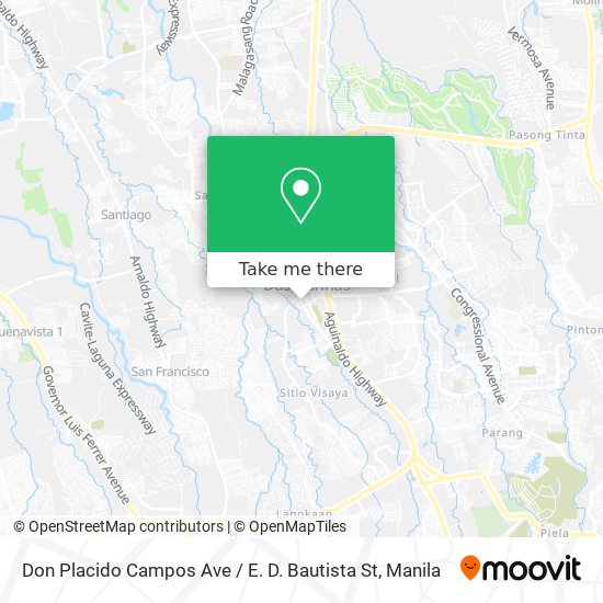 Don Placido Campos Ave / E. D. Bautista St map