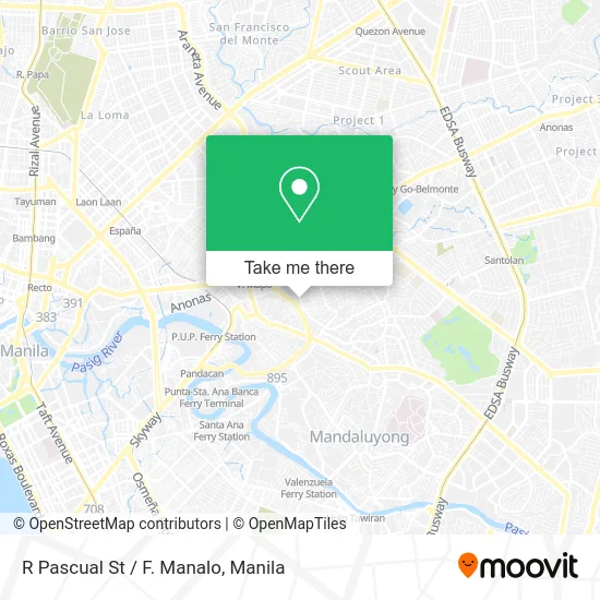 R Pascual St / F. Manalo map