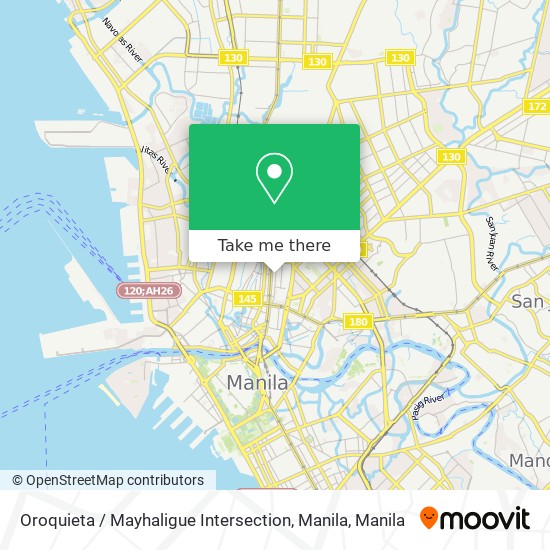 Oroquieta / Mayhaligue Intersection, Manila map