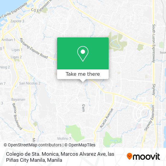Colegio de Sta. Monica, Marcos Alvarez Ave, las Piñas City Manila map