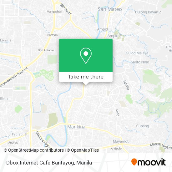 Dbox Internet Cafe Bantayog map