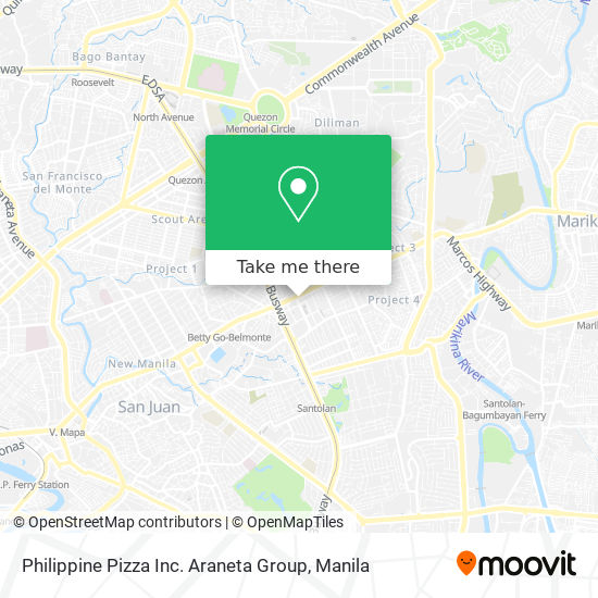 Philippine Pizza Inc. Araneta Group map