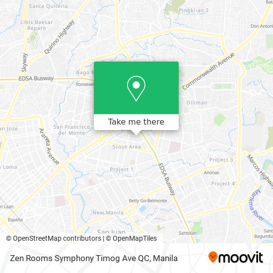 Zen Rooms Symphony Timog Ave QC map
