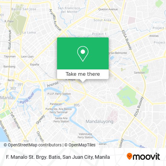 F. Manalo St. Brgy. Batis, San Juan City map