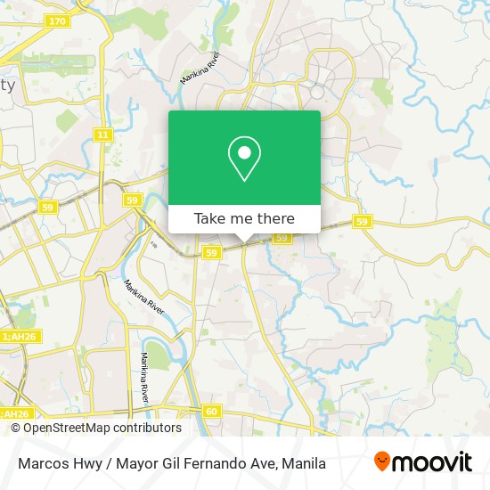 Marcos Hwy / Mayor Gil Fernando Ave map