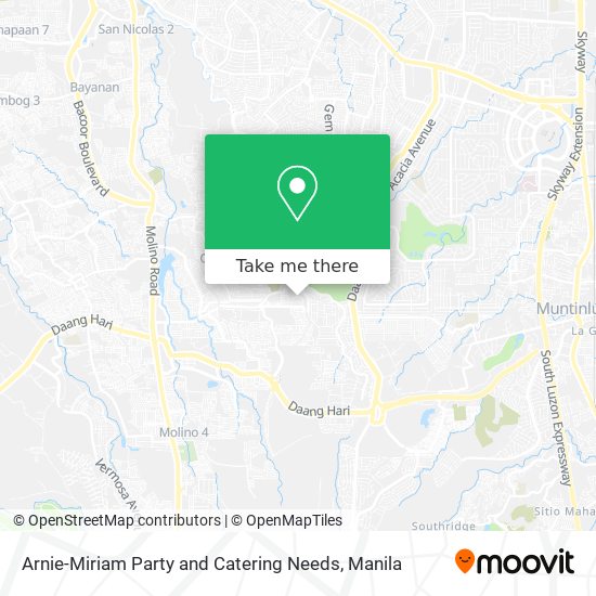 Arnie-Miriam Party and Catering Needs map