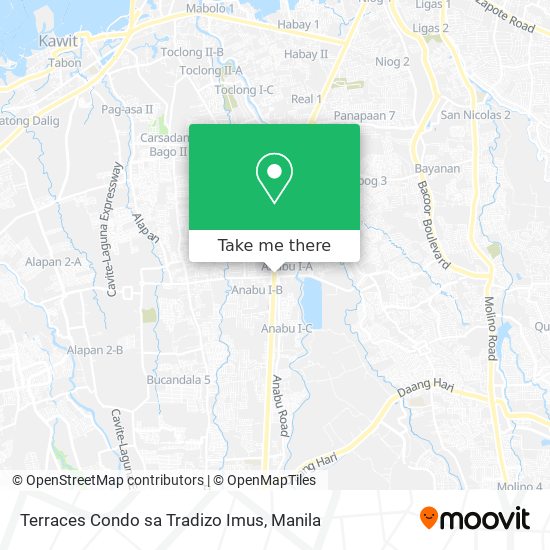 Terraces Condo sa Tradizo Imus map