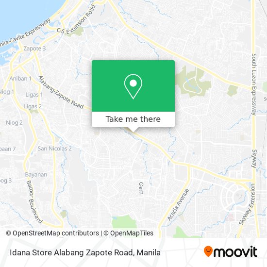 Idana Store Alabang Zapote Road map