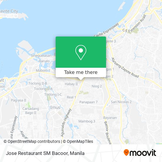 Jose Restaurant SM Bacoor map