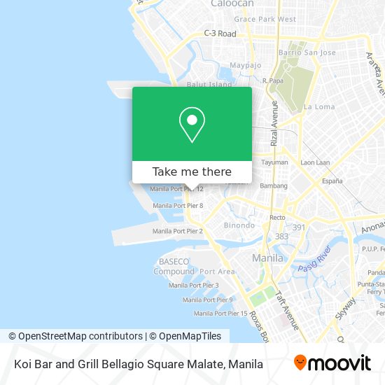 Koi Bar and Grill Bellagio Square Malate map