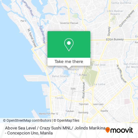 Above Sea Level / Crazy Sushi MNL/ Jolinds Marikina - Concepcion Uno map