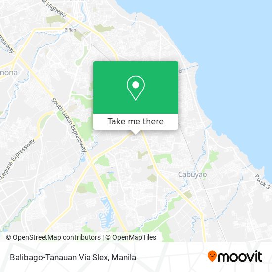Balibago-Tanauan Via Slex map