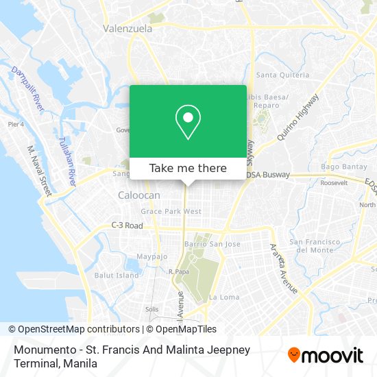 Monumento - St. Francis And Malinta Jeepney Terminal map