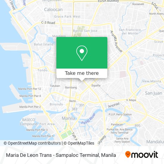 Maria De Leon Trans - Sampaloc Terminal map