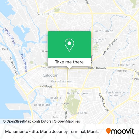 Monumento - Sta. Maria Jeepney Terminal map