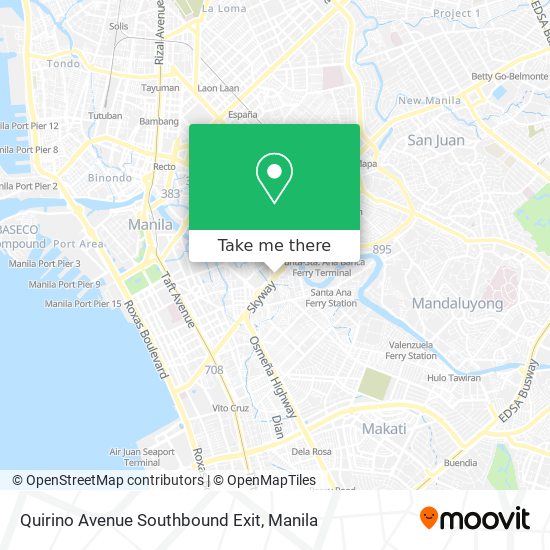 Quirino Avenue Southbound Exit map