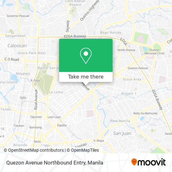 Quezon Avenue Northbound Entry map