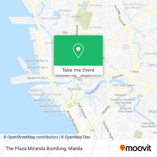 The Plaza Miranda Bombing map