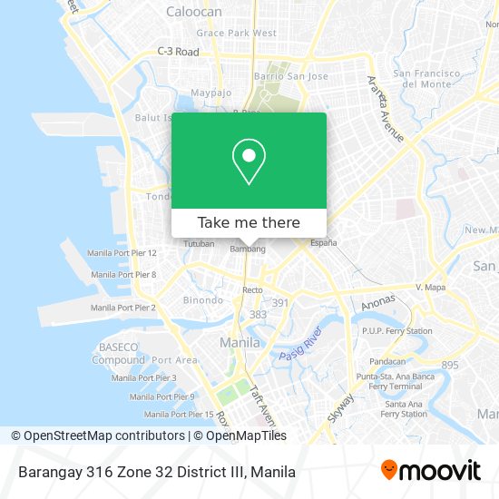 Barangay 316 Zone 32 District III map