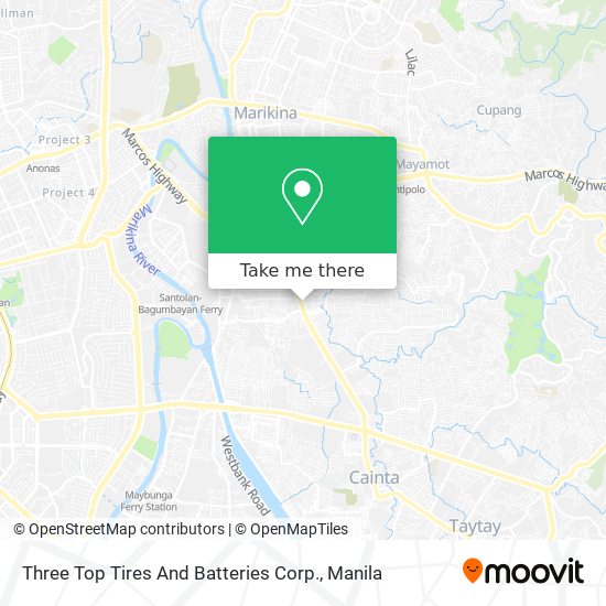 Three Top Tires And Batteries Corp. map