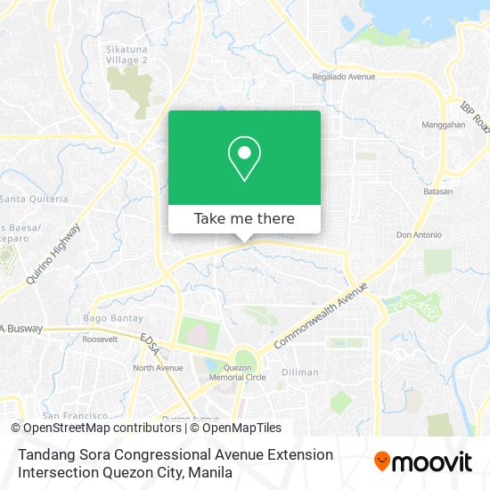 Tandang Sora Congressional Avenue Extension Intersection Quezon City map