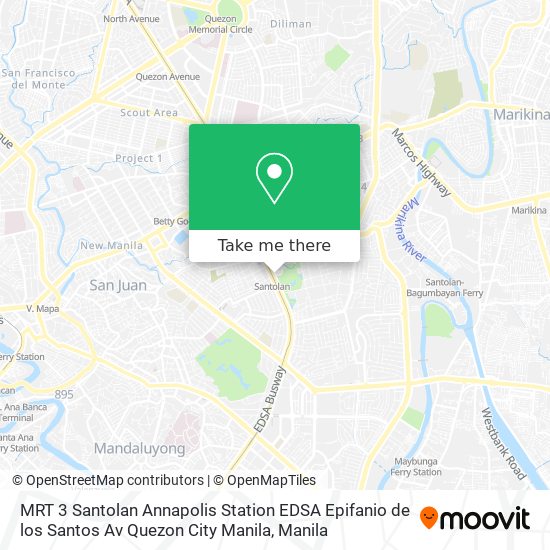 MRT 3 Santolan Annapolis Station EDSA Epifanio de los Santos Av Quezon City Manila map